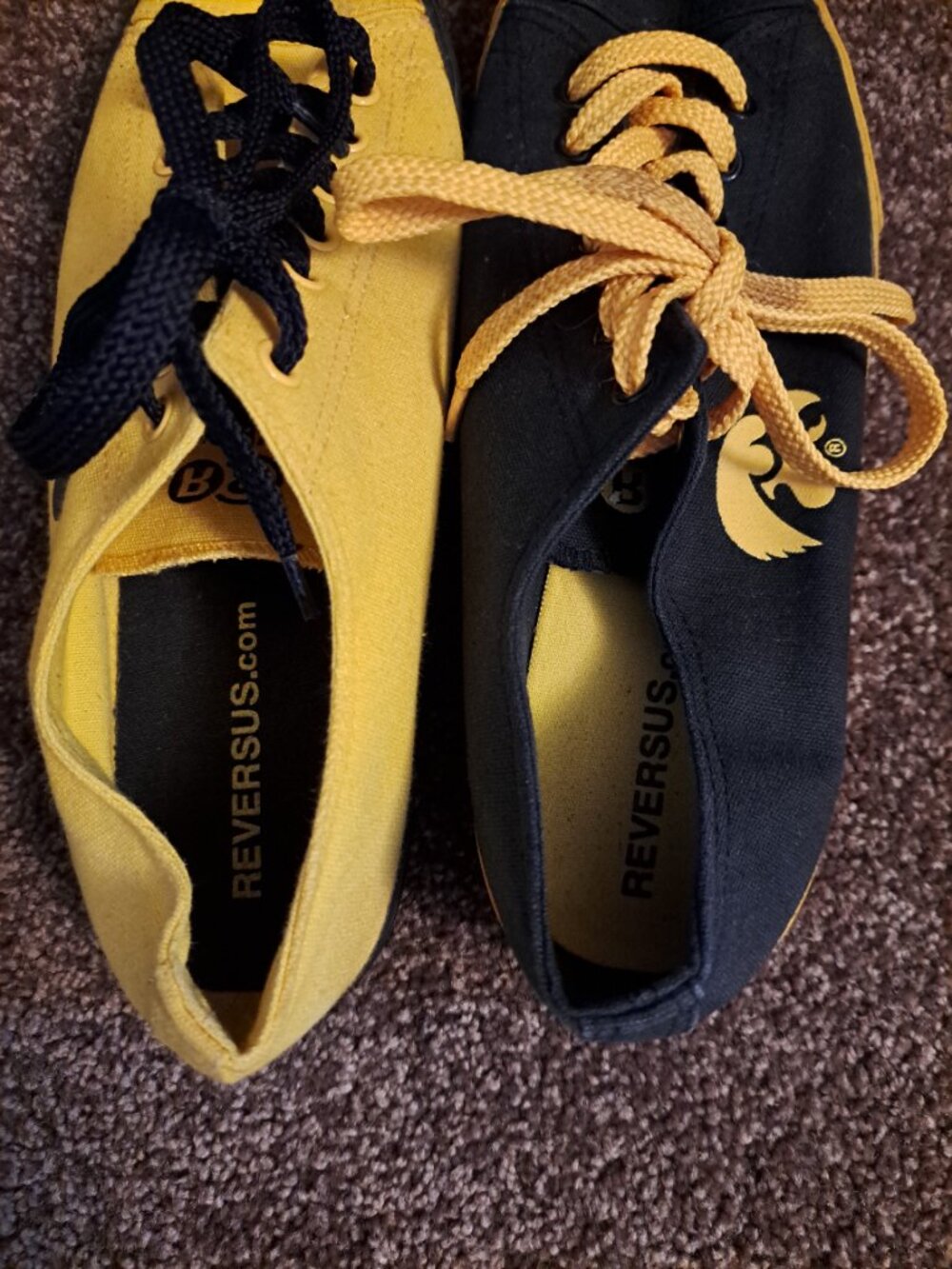 R R REVERSUS Unisex Canvas "IOWA HAWKEYES" 2 Different Colored Shoes - Picture 9 of 11